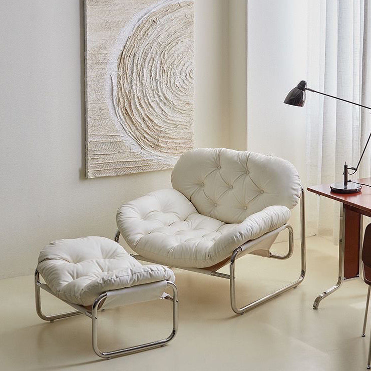 Retro Leather Fabric Steel Cloud Accent Chair
