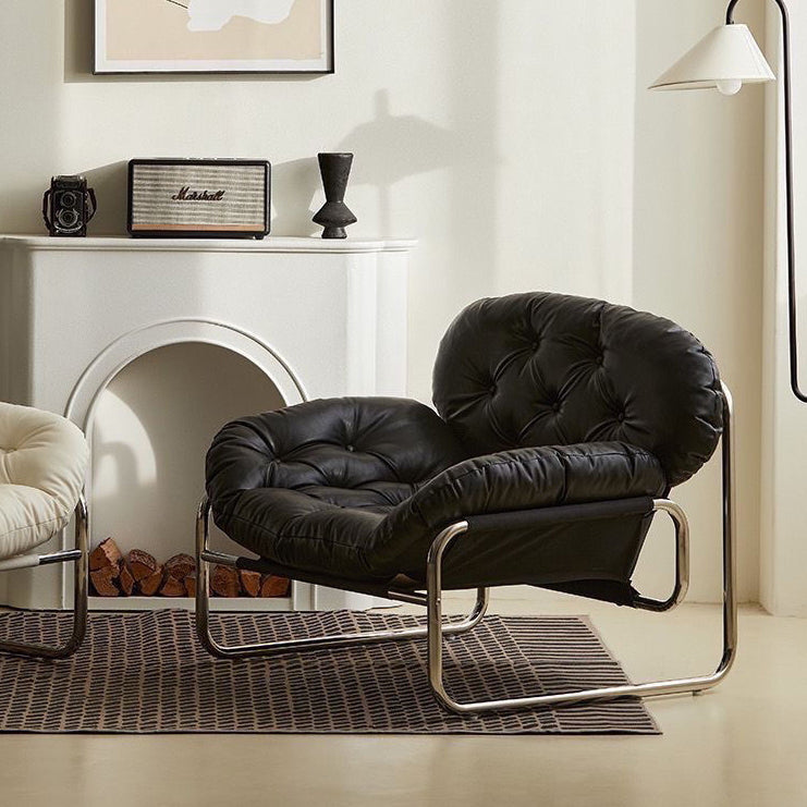 Retro Leather Fabric Steel Cloud Accent Chair