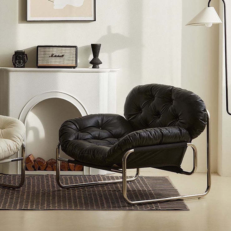 Retro Leather Fabric Steel Cloud Accent Chair