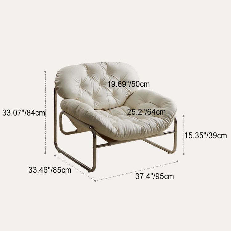 Retro Leather Fabric Steel Cloud Accent Chair