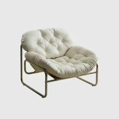 Retro Leather Fabric Steel Cloud Accent Chair