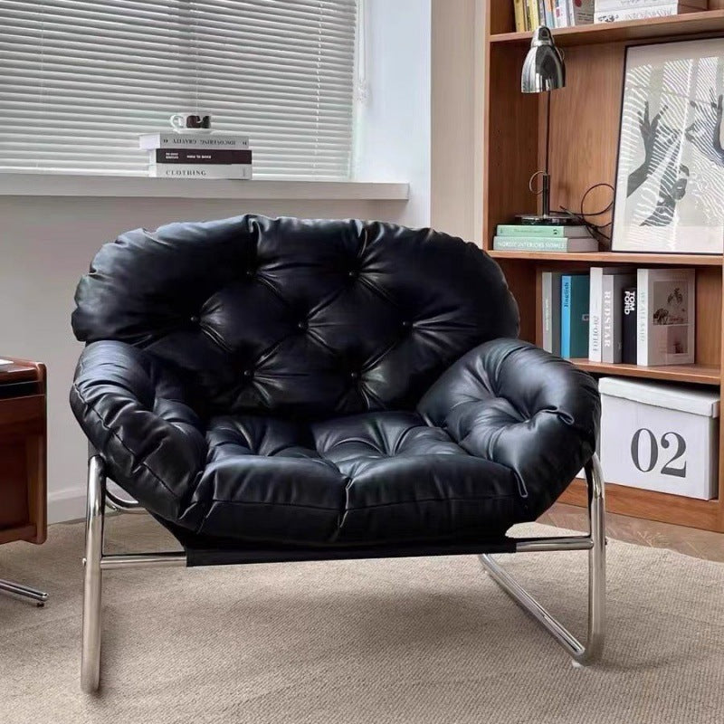 Retro Leather Fabric Steel Cloud Accent Chair