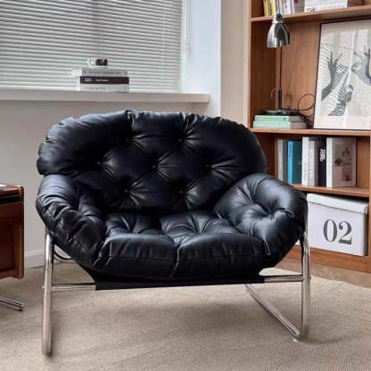 Retro Leather Fabric Steel Cloud Accent Chair