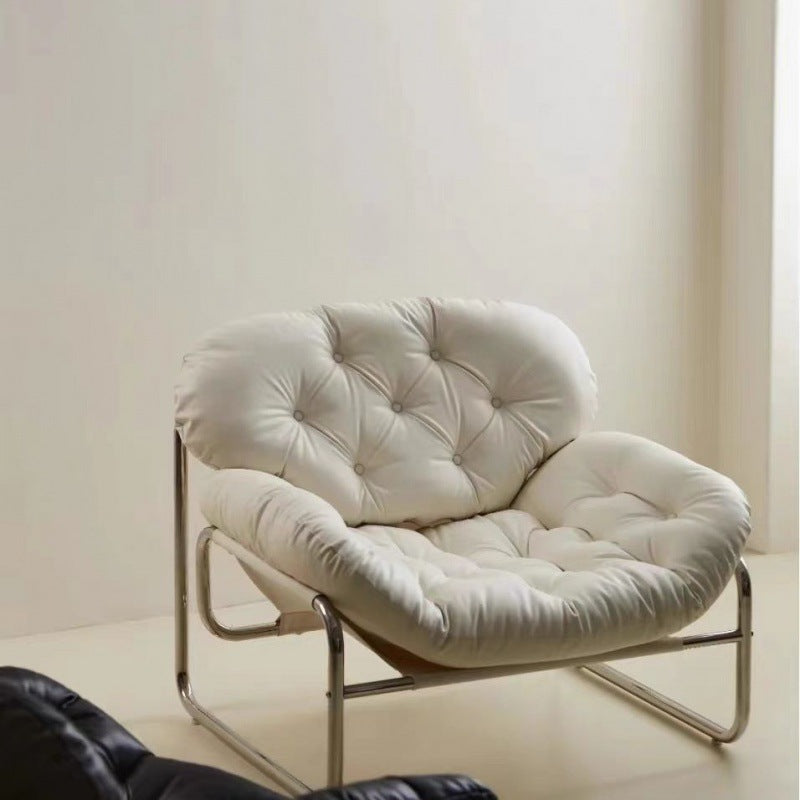 Retro Leather Fabric Steel Cloud Accent Chair