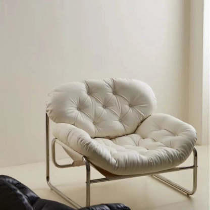 Retro Leather Fabric Steel Cloud Accent Chair