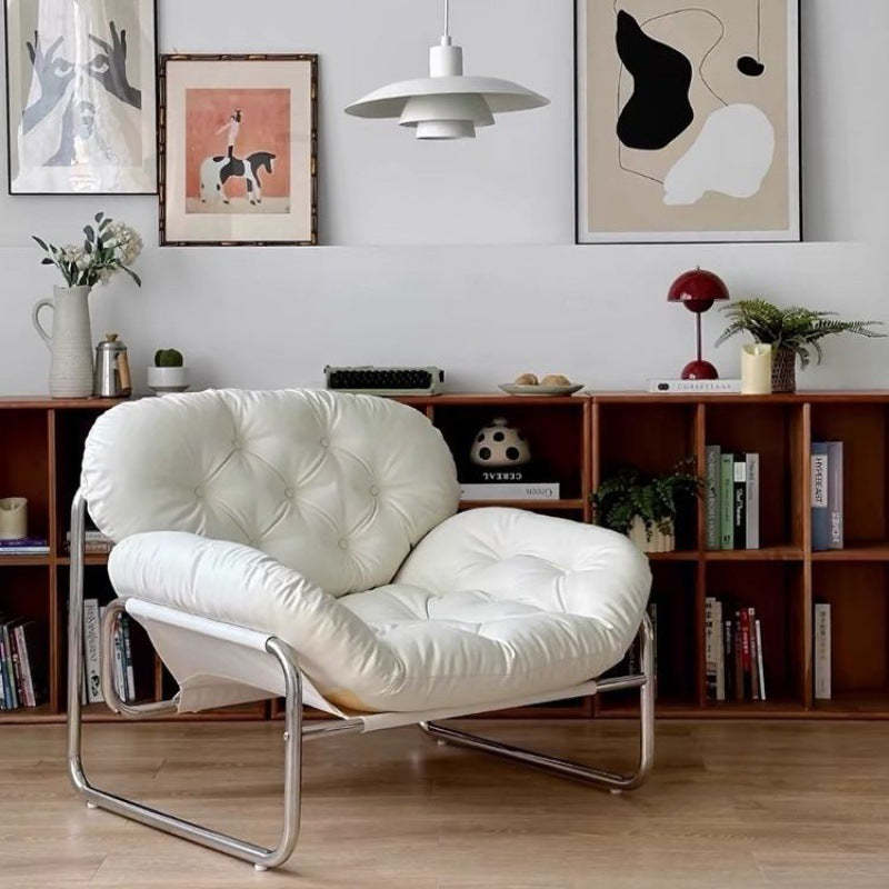 Retro Leather Fabric Steel Cloud Accent Chair