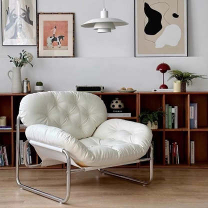 Retro Leather Fabric Steel Cloud Accent Chair