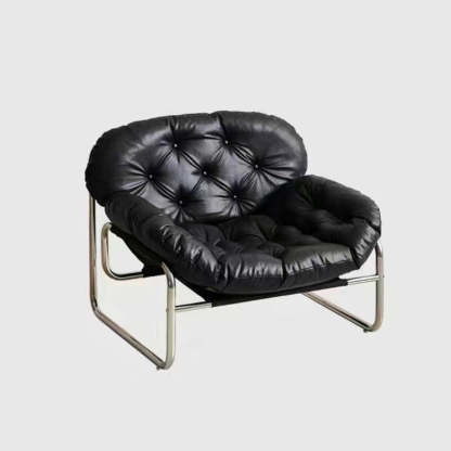 Retro Leather Fabric Steel Cloud Accent Chair