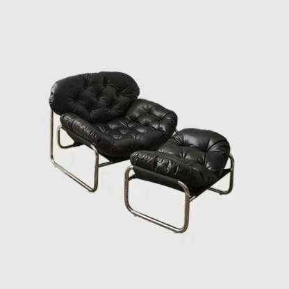 Retro Leather Fabric Steel Cloud Accent Chair