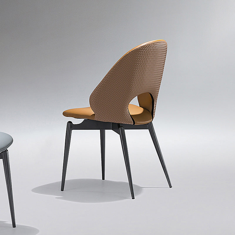 Minimalist Weaving Leather Hollow Elliptical Dining Chair