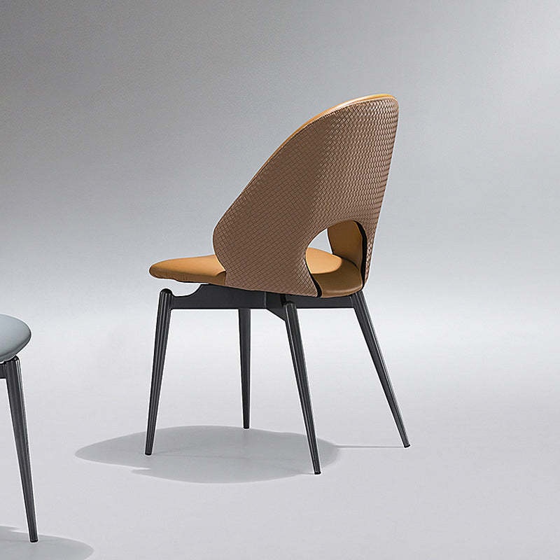 Minimalist Weaving Leather Hollow Elliptical Dining Chair