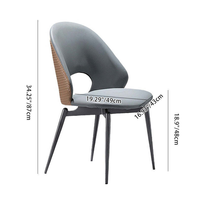 Minimalist Weaving Leather Hollow Elliptical Dining Chair