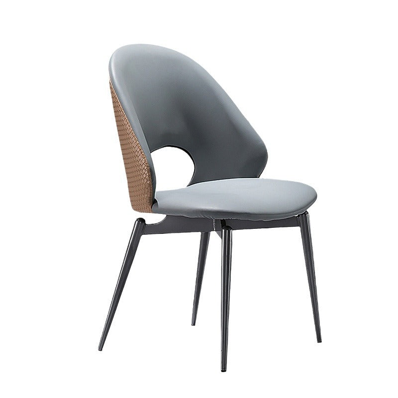 Minimalist Weaving Leather Hollow Elliptical Dining Chair