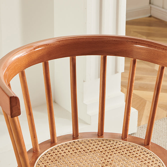 Nordic Woven Rattan Rubberwood Dining Chair