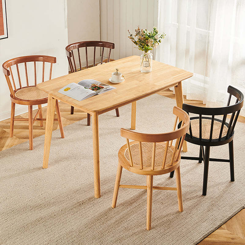 Nordic Woven Rattan Rubberwood Dining Chair — Wood Color
