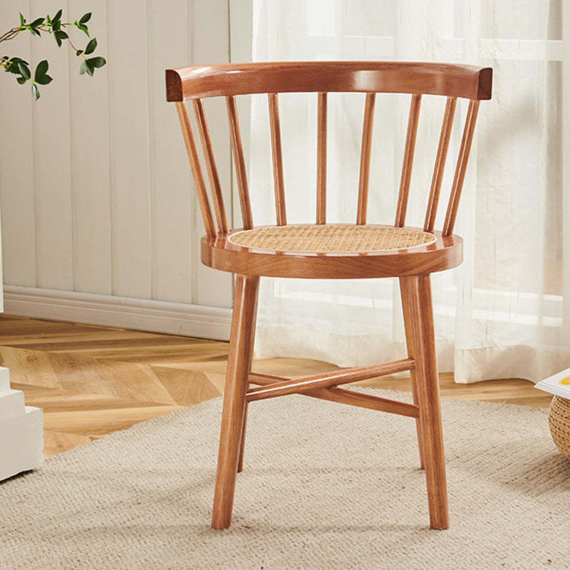 Nordic Woven Rattan Rubberwood Dining Chair — Black