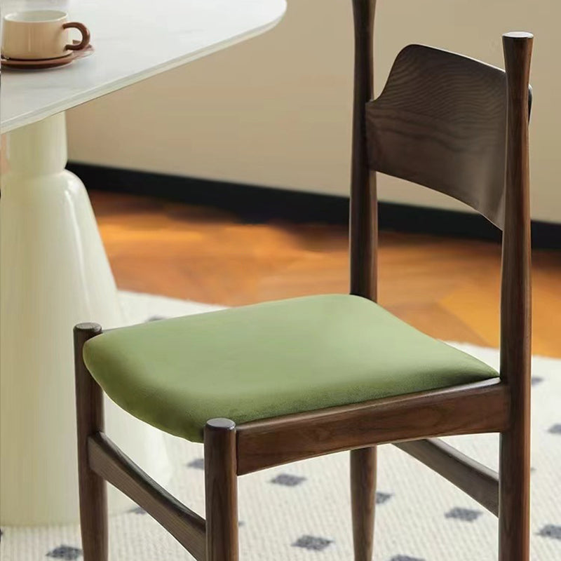 French Rubberwood Velvet Cow Horn Dining Chair