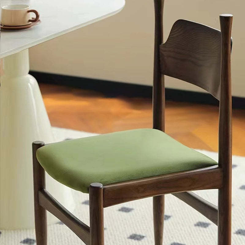 French Rubberwood Velvet Cow Horn Dining Chair