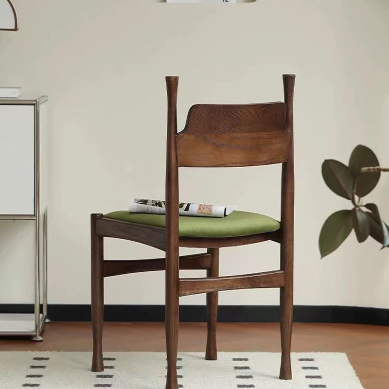 French Rubberwood Velvet Cow Horn Dining Chair
