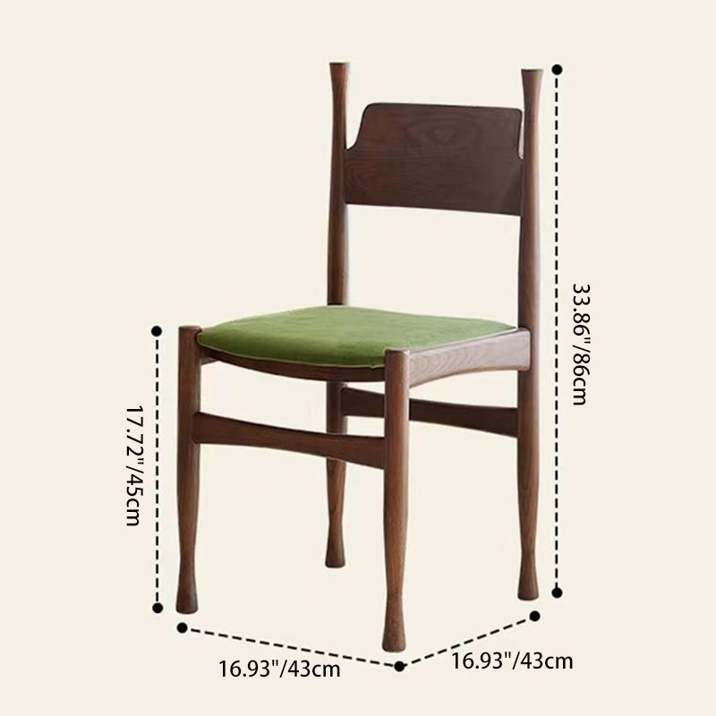 French Rubberwood Velvet Cow Horn Dining Chair