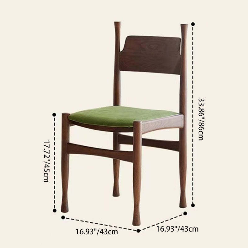 French Rubberwood Velvet Cow Horn Dining Chair