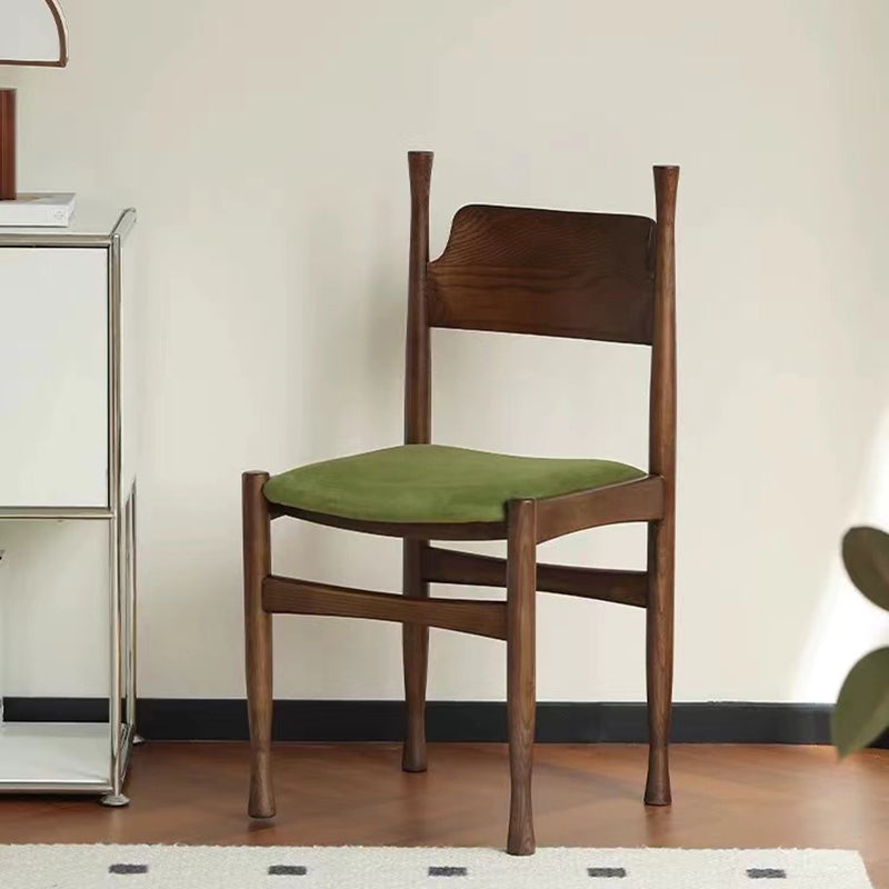 French Rubberwood Velvet Cow Horn Dining Chair
