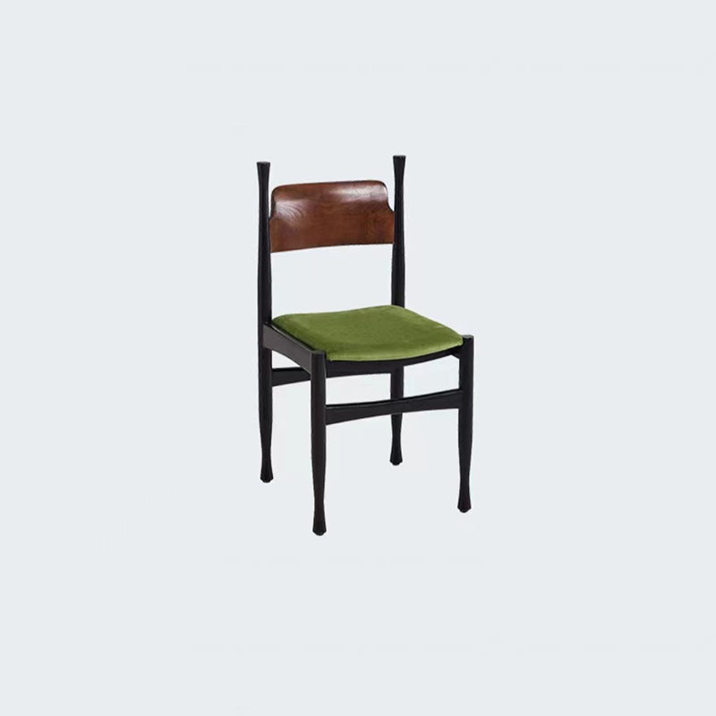 French Rubberwood Velvet Cow Horn Dining Chair