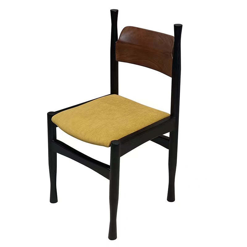 French Rubberwood Velvet Cow Horn Dining Chair