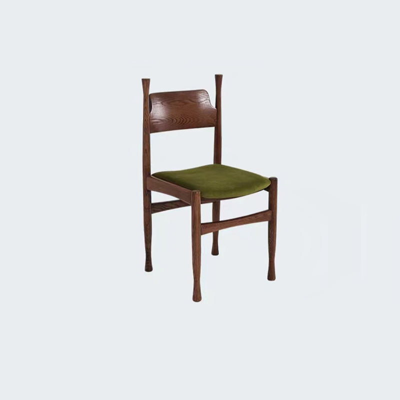 French Rubberwood Velvet Cow Horn Dining Chair