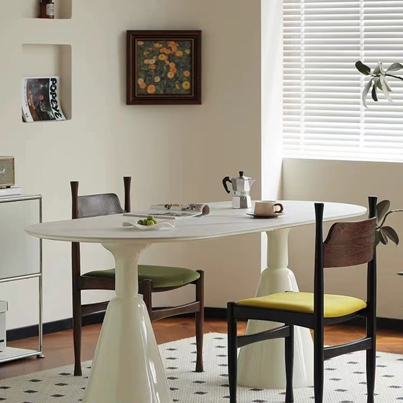 French Rubberwood Velvet Cow Horn Dining Chair