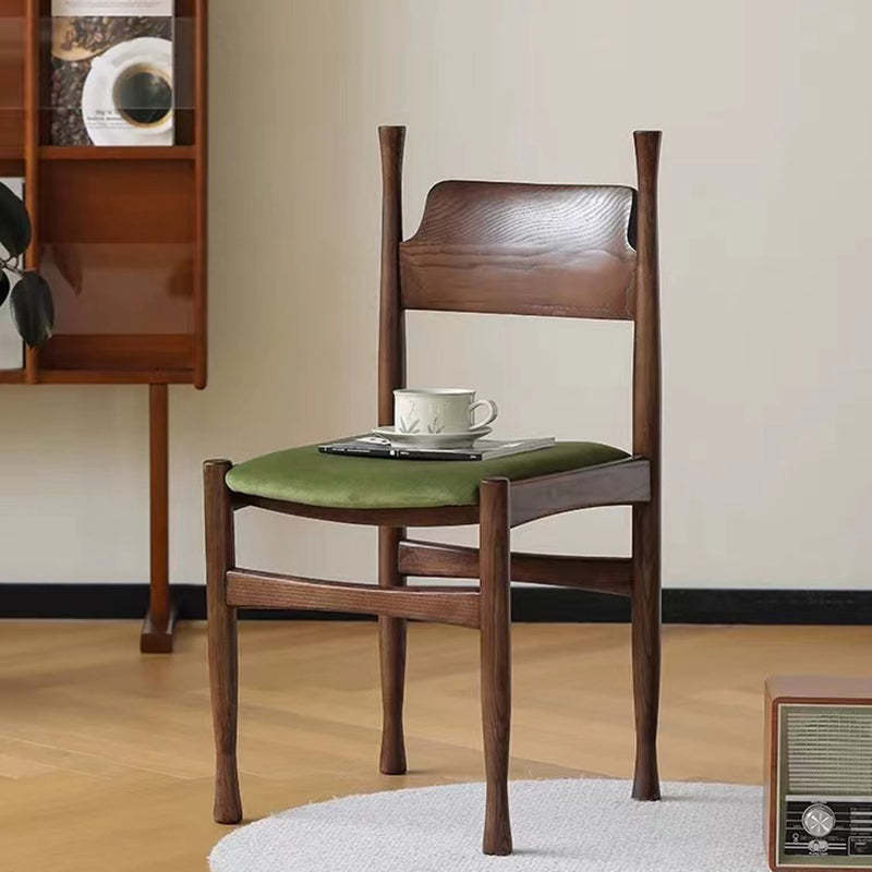 French Rubberwood Velvet Cow Horn Dining Chair