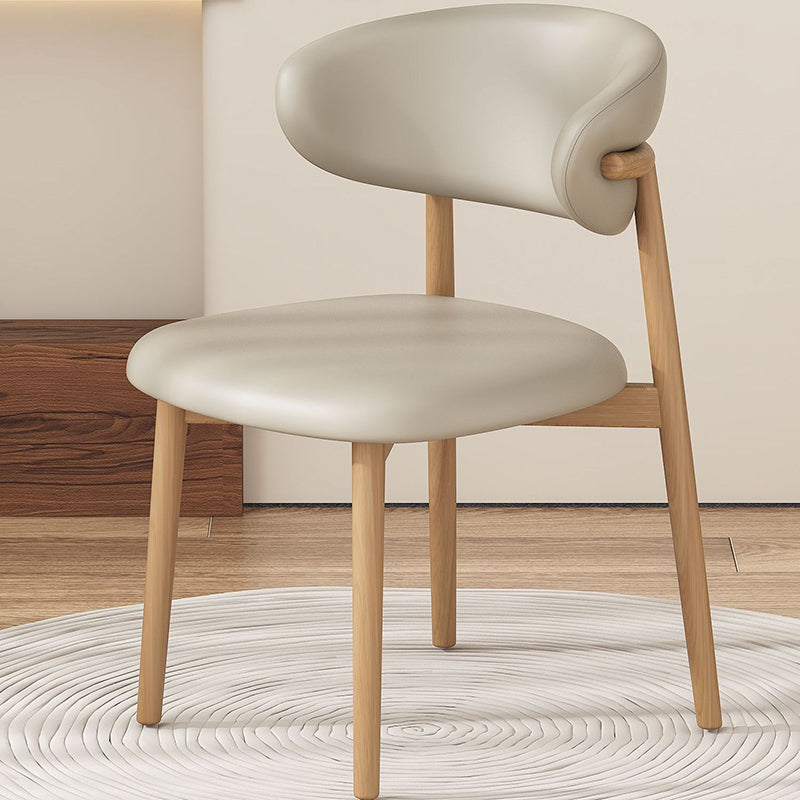 Scandinavian Microfiber Leather Curved Square Dining Chair — Black / Dark Gray