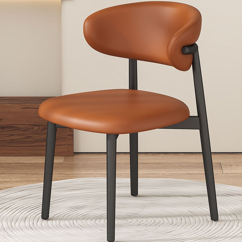 Scandinavian Microfiber Leather Curved Square Dining Chair