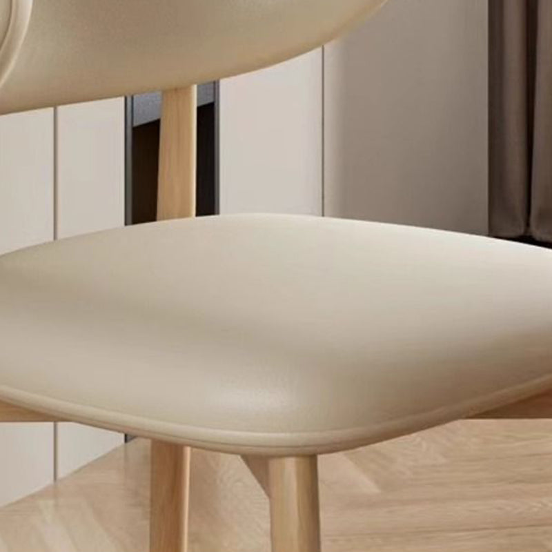 Scandinavian Microfiber Leather Curved Square Dining Chair — Black / Light Gray