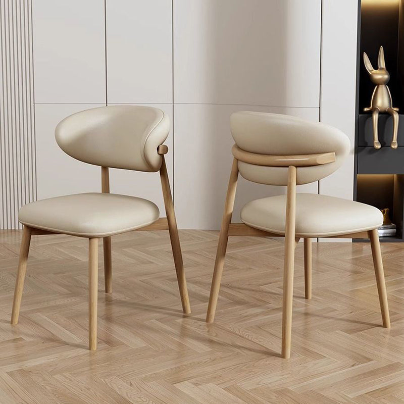 Scandinavian Microfiber Leather Curved Square Dining Chair
