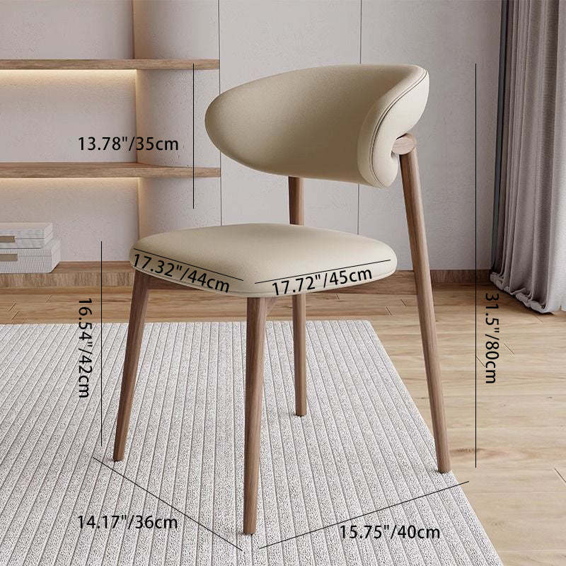 Scandinavian Microfiber Leather Curved Square Dining Chair — Black / Beige