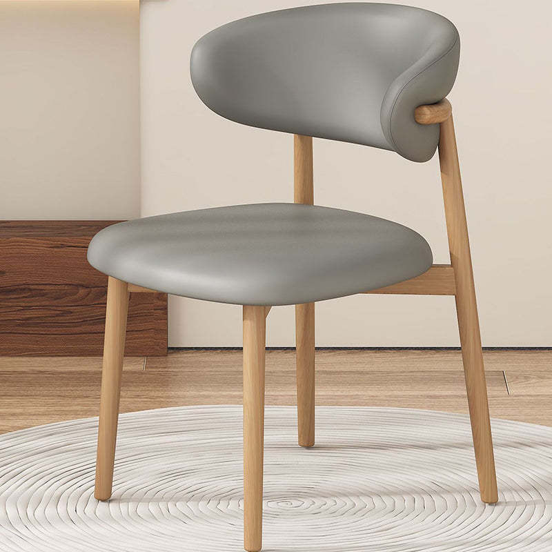 Scandinavian Microfiber Leather Curved Square Dining Chair — Black / Dark Orange