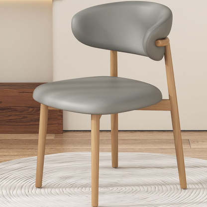 Scandinavian Microfiber Leather Curved Square Dining Chair — Black / Dark Orange