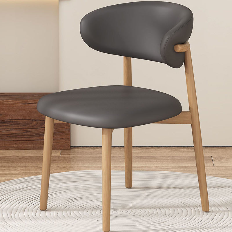 Scandinavian Microfiber Leather Curved Square Dining Chair