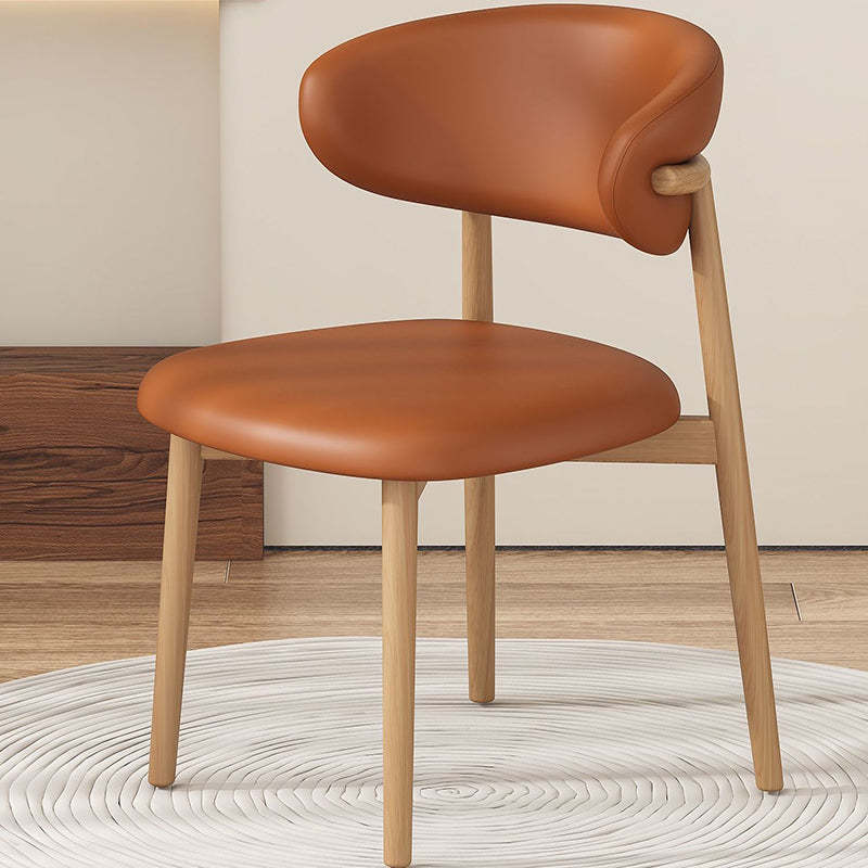 Scandinavian Microfiber Leather Curved Square Dining Chair