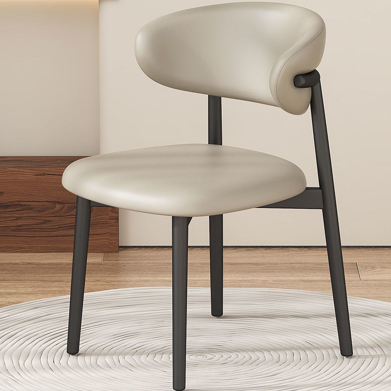 Scandinavian Microfiber Leather Curved Square Dining Chair