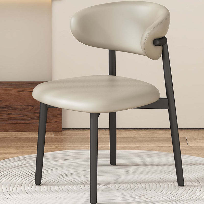 Scandinavian Microfiber Leather Curved Square Dining Chair
