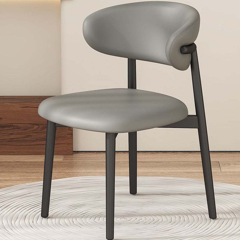 Scandinavian Microfiber Leather Curved Square Dining Chair
