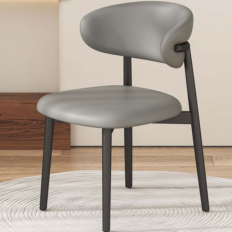 Scandinavian Microfiber Leather Curved Square Dining Chair