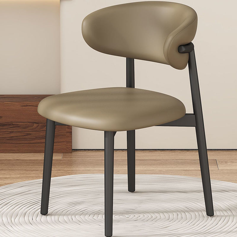 Scandinavian Microfiber Leather Curved Square Dining Chair