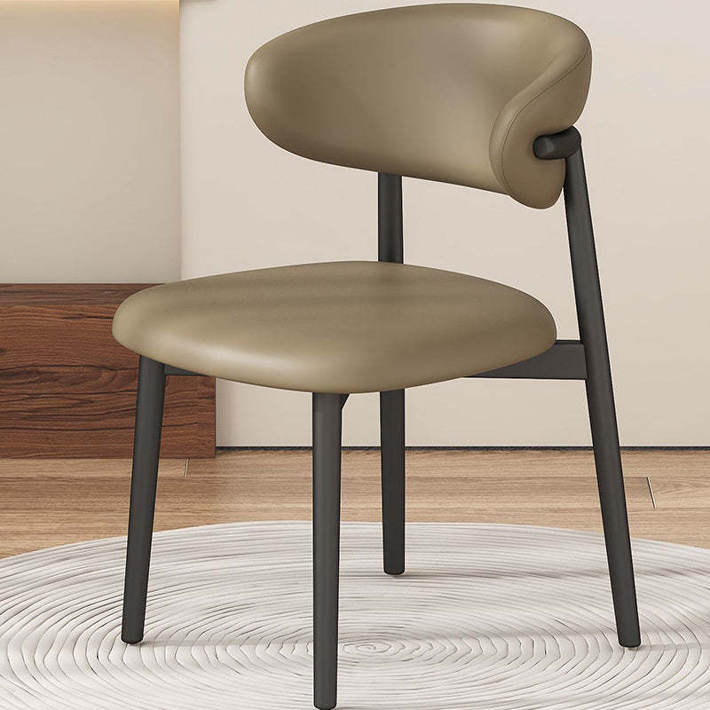 Scandinavian Microfiber Leather Curved Square Dining Chair