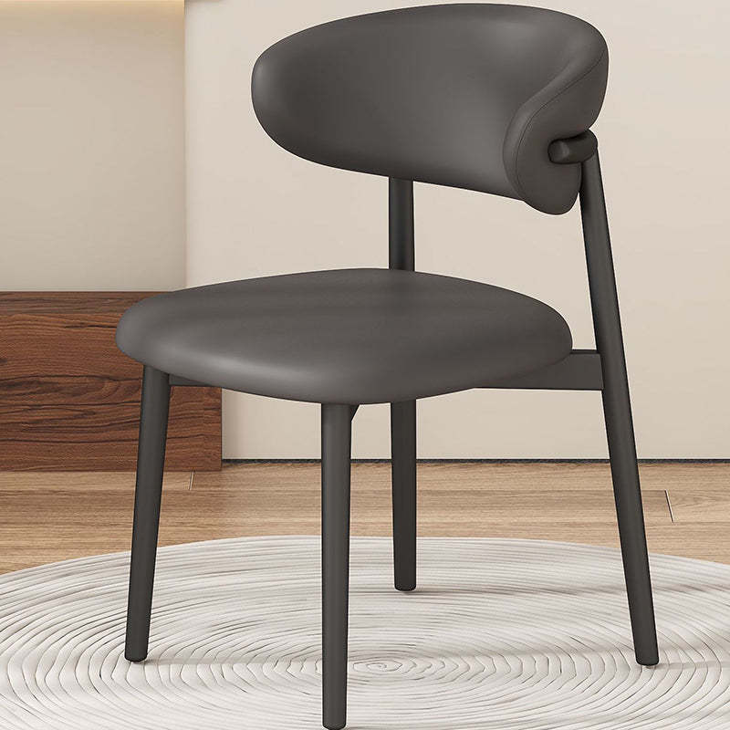 Scandinavian Microfiber Leather Curved Square Dining Chair