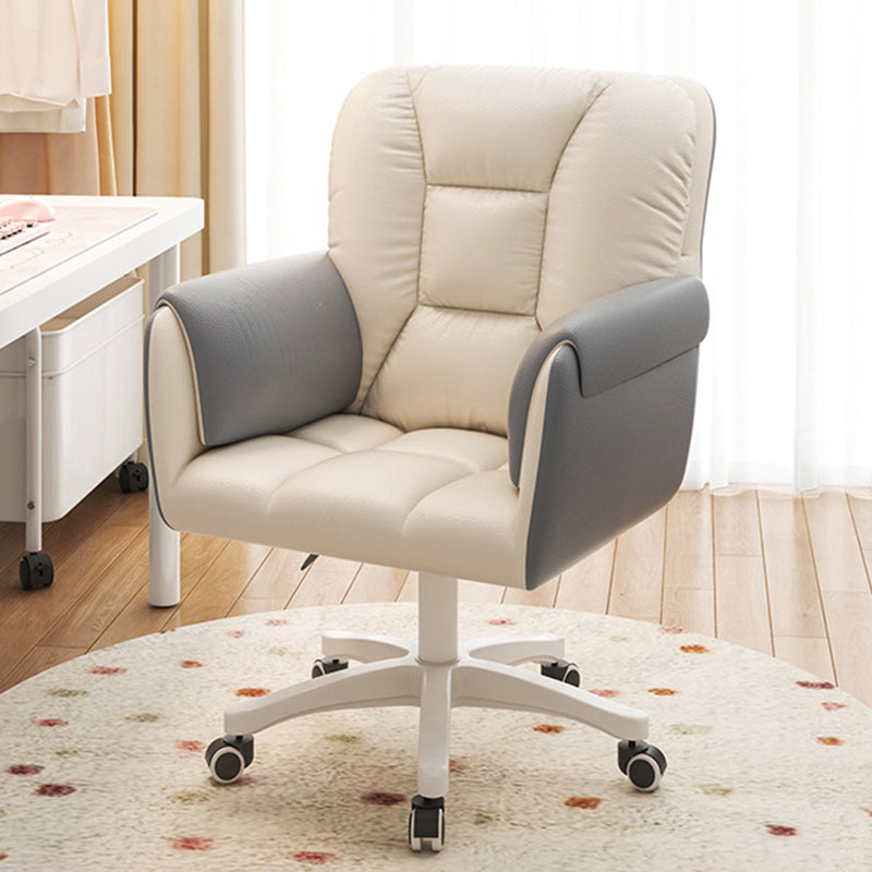 Modern Leather Velvet Steel Nylon Desk Chair — Velvet / Orange