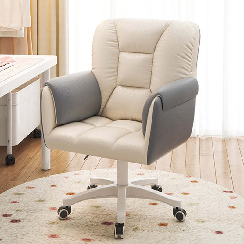 Modern Leather Velvet Steel Nylon Desk Chair — Velvet / Orange
