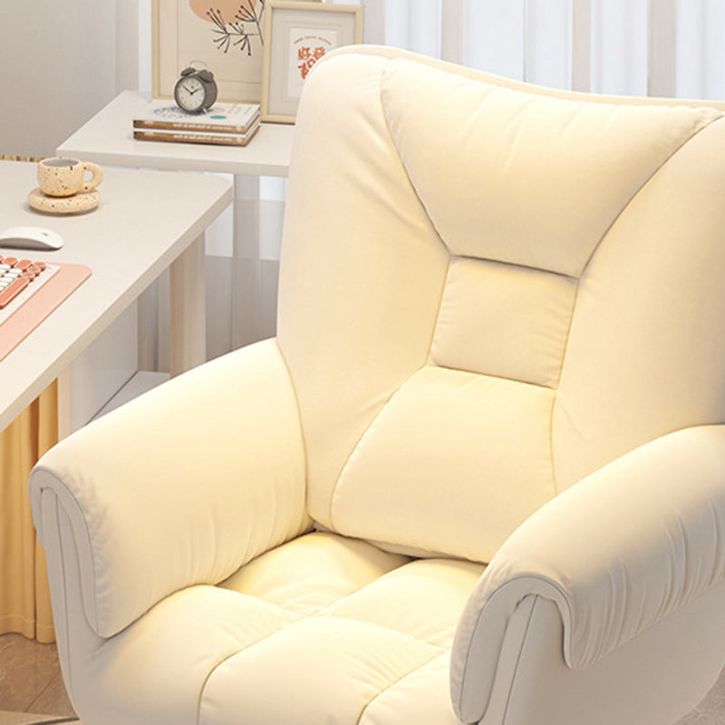 Modern Leather Velvet Steel Nylon Desk Chair — Leather / Orange